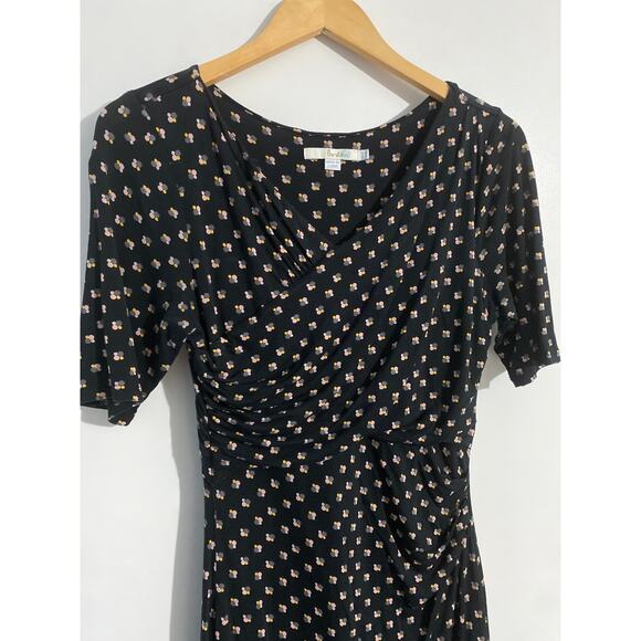 Boden sheath dress women’s size 8L black abstract tencell jersey stretch lined - Picture 3 of 6